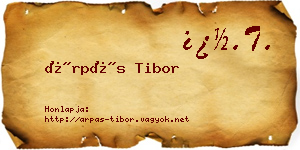 Árpás Tibor névjegykártya